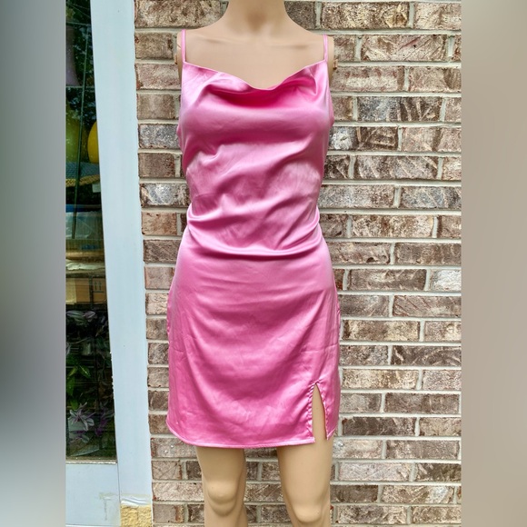 Barbiecore Light Pink Drape Bust Mini SHEIN Dress - Picture 3 of 7